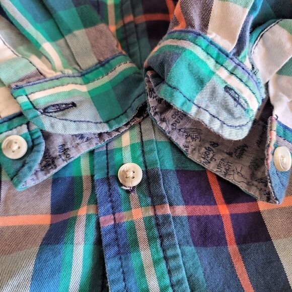 Plaid button up dress shirt contrasting hems cool - Picture 3 of 6